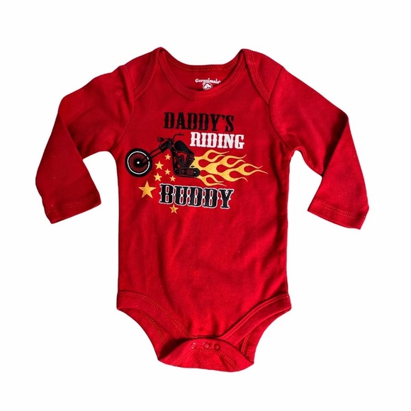 NWT Garanimals Red “Daddy’s Riding Buddy” Long Sleeve Romper - Picture 4 of 8